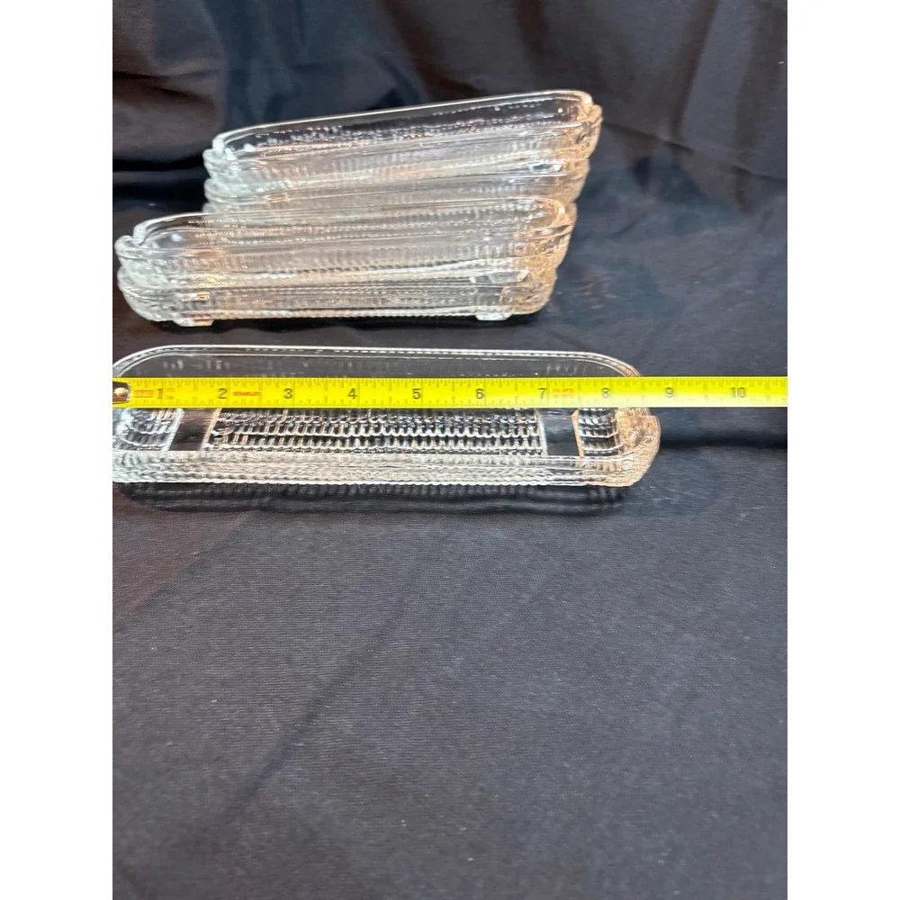 Vintage Clear Glass Corn on the Cob Dishes Set of‎ 6 Textured Serving Trays BBQ